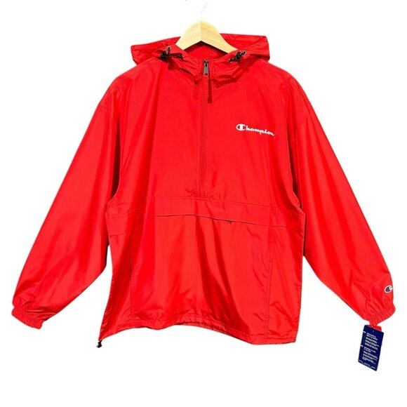 Champion Mens- Womens Water Resistant Jacket Size M Red Waterproof Pullover - Picture 1 of 9